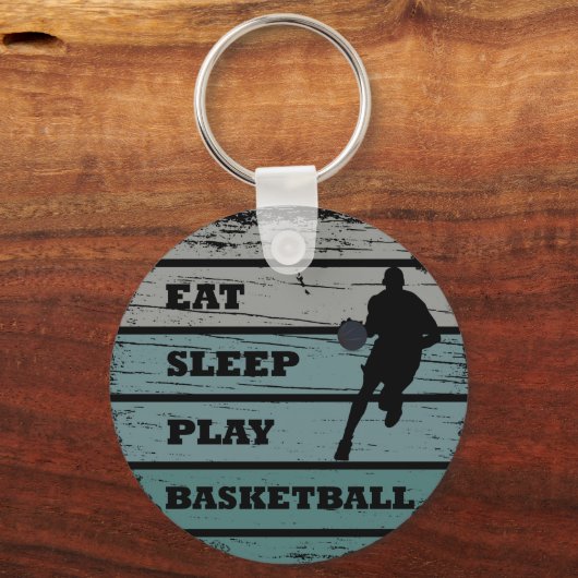 Eet slaap spelen basketbal retro speler sleutelhanger (Achterkant)