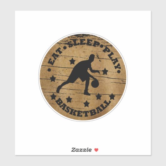 Eet slaap spelen basketbal  retro sticker (Vel)