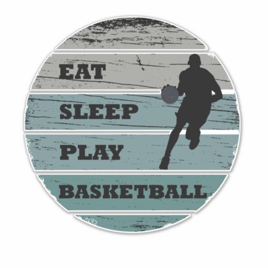 Eet slaap spelen basketbal  retro sticker (Voorkant)