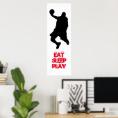 Eet Slaap Spelen Basketbal Speler Silhouette Poste Poster (Thuiskantoor)