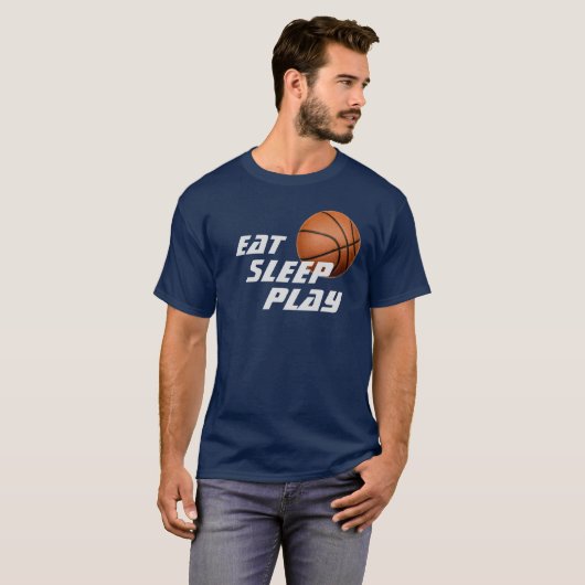 Eet Slaap Spelen Basketbal T-shirt (Voorkant volledig)