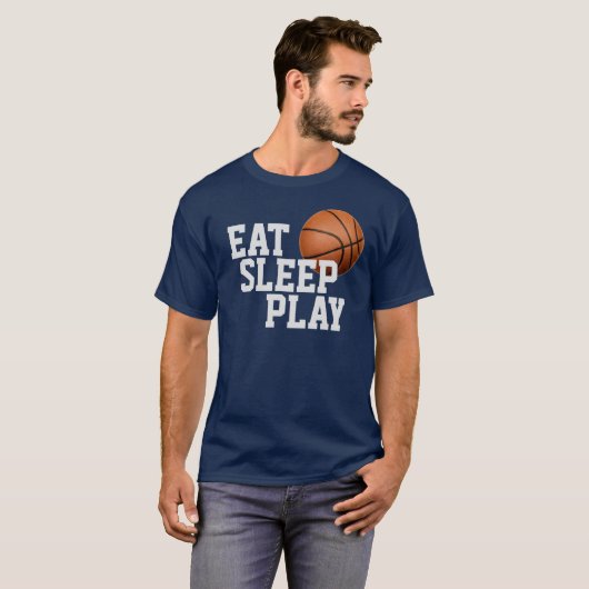 Eet Slaap Spelen Basketbal T-shirt (Voorkant volledig)