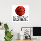 Eet Slaap Spelen Basketbal Uniek Kunstwerk Poster (Thuiskantoor)