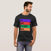 EET SLAAP SPELEN DRUMS HERHALEN T-SHIRT (Voorkant volledig)