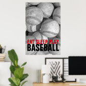 Eet Slaap Spelen Honkbal Uniek Kunstwerk Poster (Thuiskantoor)