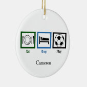 Eet Slaap Spelen Voetbal Aangepaste Kerstmis Keramisch Ornament (Rechts)