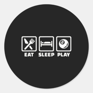 Eet slaap spelen zwembad biljart ronde sticker