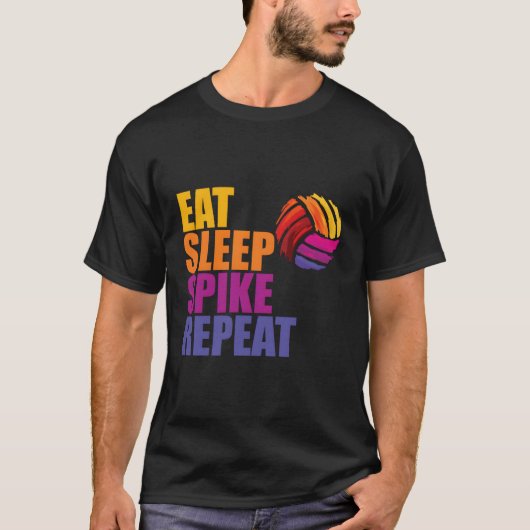 Eet Slaap Spike Herhaal Volleybal T-shirt (Voorkant)