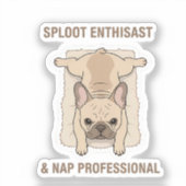 Eet Slaap Sploot Grappig Frans Bulldog Ontwerp Sticker (Voorkant)