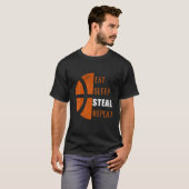 Eet slaap stelen Herhaal grappige basketbal Mannen T-shirt (Voorkant volledig)