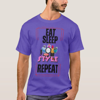Eet slaap stijl herhalen t-shirt