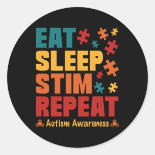 Eet slaap Stim Herhaal het stimuleren van autisme Ronde Sticker