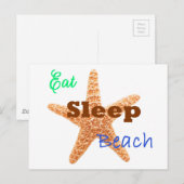 Eet Slaap Strand - Ansichtkaart Briefkaart (Voorkant / Achterkant)