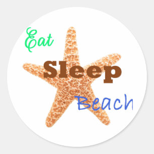 Eet Slaap Strand - Cirkelsticker Ronde Sticker