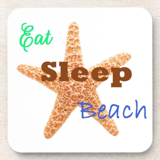 Eet Slaap Strand - Coaster Onderzetter (Voorkant)