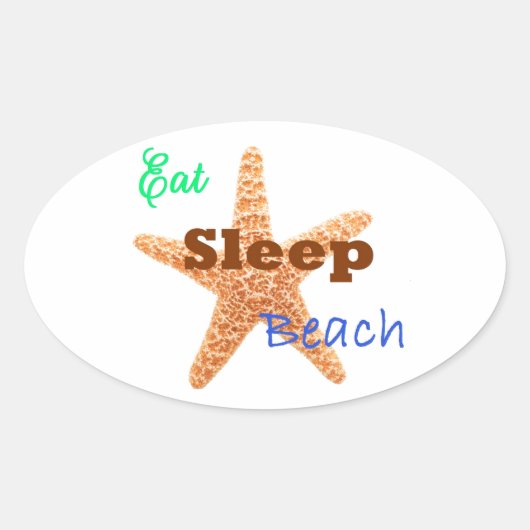Eet slaap strand - ovale Sticker (Voorkant)