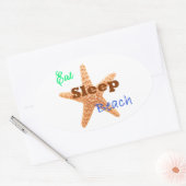Eet slaap strand - ovale Sticker (Envelop)