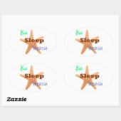 Eet slaap strand - ovale Sticker (Vel)