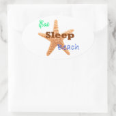 Eet slaap strand - ovale Sticker (Tas)