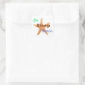 Eet Slaap Strand - Vierkante Sticker (Tas)