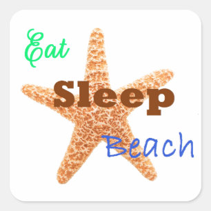 Eet Slaap Strand - Vierkante Sticker