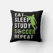 Eet Slaap Studie Voetbal Herhaal Jongen Voetballer Kussen (Achterkant)