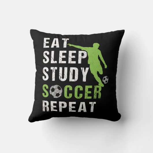 Eet Slaap Studie Voetbal Herhaal Jongen Voetballer Kussen (Achterkant)