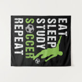 Eet Slaap Studie Voetbal Herhaal Jongen Voetballer Wandkleed (Voorkant (horizontaal))