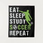 Eet Slaap Studie Voetbal Herhaal Jongen Voetballer Wandkleed (Voorkant)