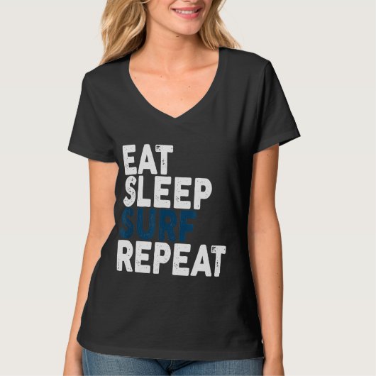 Eet slaap Surf Herhaal surfen T-shirt (Voorkant)