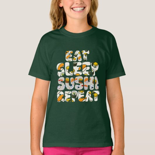 eet slaap sushi herhaal ontwerp t-shirt (Voorkant)