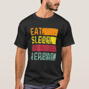 Eet Slaap Tap Dans Herhaal Dansende Danser Retro V T-shirt
