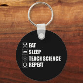 Eet. Slaap. Teach Science. Herhaal Sleutelhanger (Voorkant)