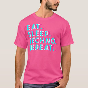 Eet Slaap Techno Herhaal Edm Optische Illusie Glit T-shirt