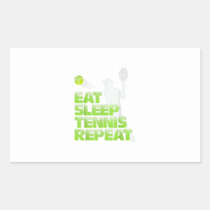 eet slaap tennis herhaal sport gift rechthoekige sticker