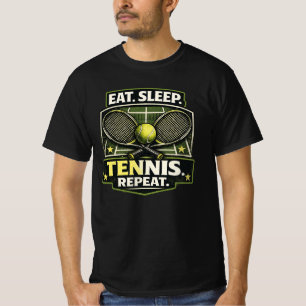 Eet Slaap Tennis Herhaal T-Shirt – Grappig Tennis