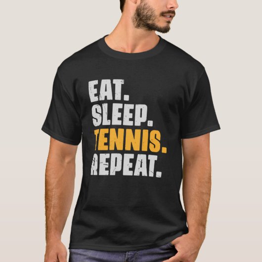 Eet Slaap Tennis Herhaal Tennis Retro  T-shirt (Voorkant)