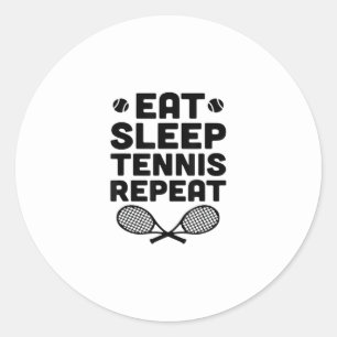 eet slaap tennis herhalen ronde sticker