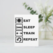Eet, slaap, trein, herhaling. briefkaart (Staand voorkant)