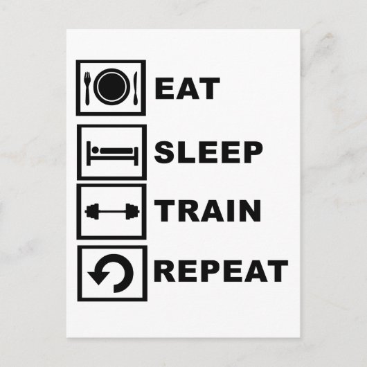 Eet, slaap, trein, herhaling. briefkaart (Voorkant)