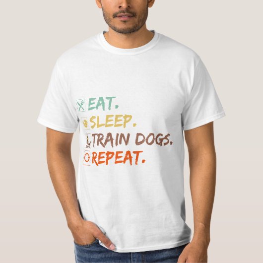 Eet Slaap Trein Honden Herhaal Hond Training grapp T-shirt (Voorkant)