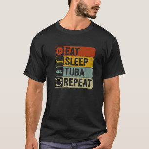 Eet Slaap Tuba Herhaal Retro 60s 70s Tuba T-shirt