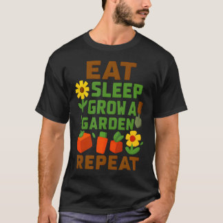 Eet Slaap Tuin Groeien Herhaal Gamer Stijl T-shirt