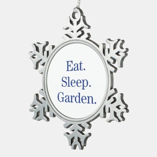 Eet. Slaap. Tuin. Tin Sneeuwvlok Ornament (Rechts)