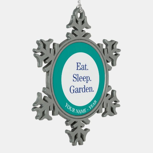 Eet. Slaap. Tuin. Tin Sneeuwvlok Ornament (Links)