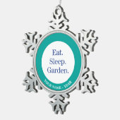 Eet. Slaap. Tuin. Tin Sneeuwvlok Ornament (Rechts)