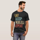 Eet slaap ukelele repea uke muzikant t-shirt (Voorkant volledig)
