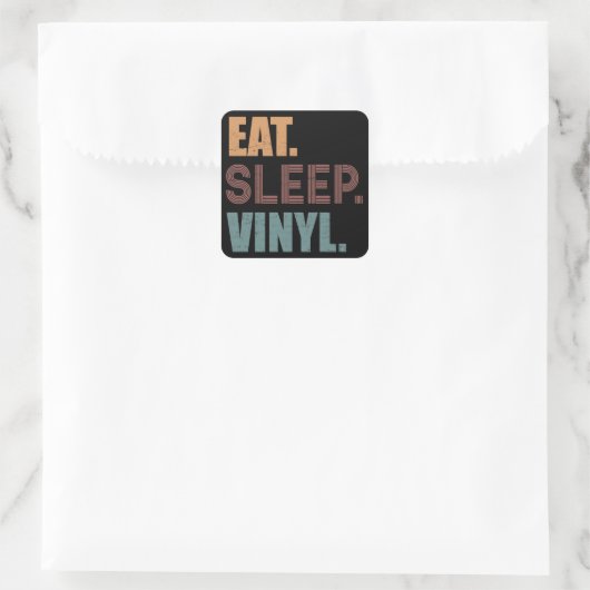 Eet. Slaap. Vinyl. Vierkante Sticker (Tas)