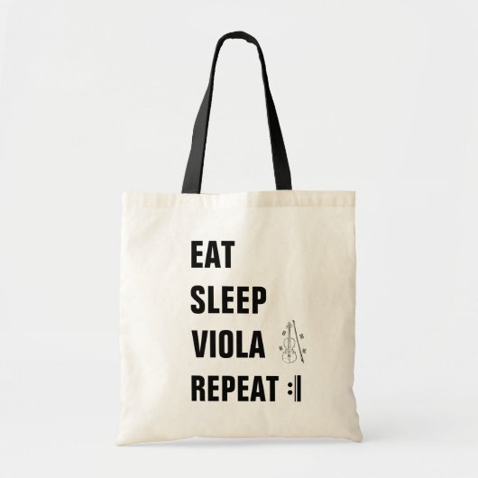 Eet Slaap Viola Herhaal Muziek Tote Bag (Voorkant)