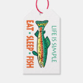 Eet Slaap Vis - Grappig Gevist Gezegde Cadeaulabel (Voorkant)